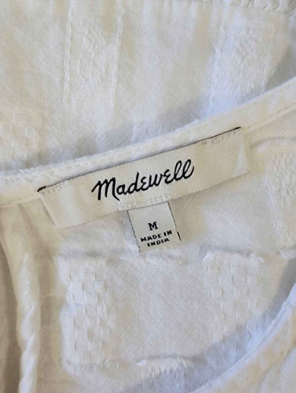 Madewell Medford Jacquard Peplum Blouse White Flutter Sleeves Textured Size M - Picture 7 of 10